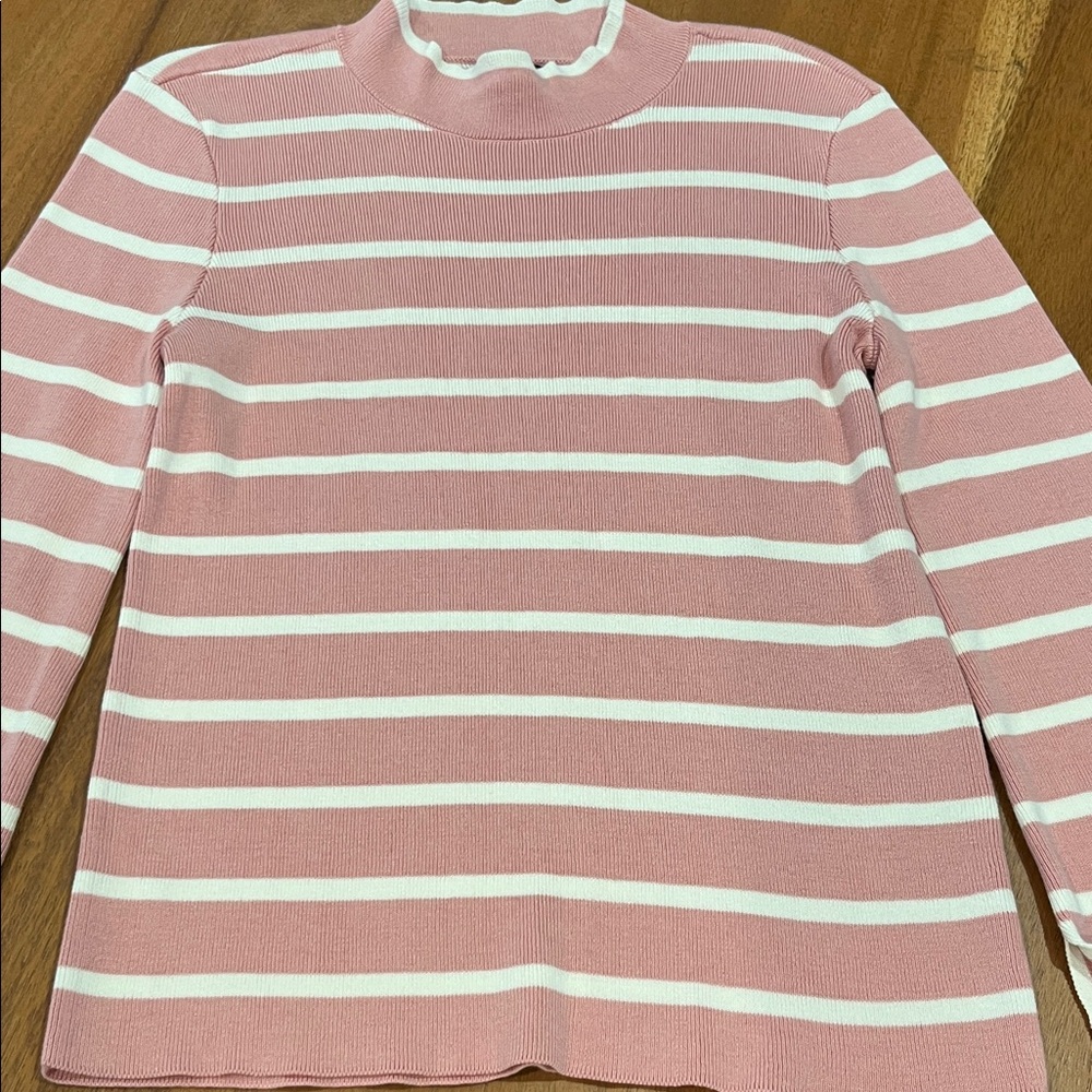 halogen Striped Pink and White Women's sweater top nwot